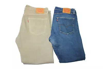 Lot Of 2 Levi's 505 Blue + Tan Jeans Men's Size 32X30 + 33x30 • $36.50