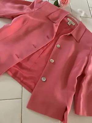 AMANDA SMITH Women 100% Silk Jacket 3/4 Sleeve Deep Magenta Pink New • $29