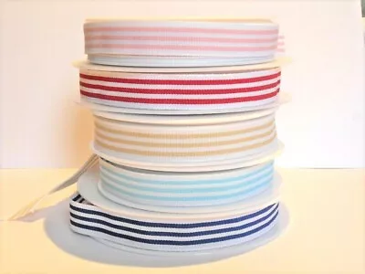 Quality Woven Candy Striped Ribbon By The Metre Choice Of Colours • £1.15