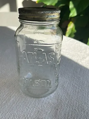 Vintage Atlas Double Sided 24 Oz Square Mason Jar • $6