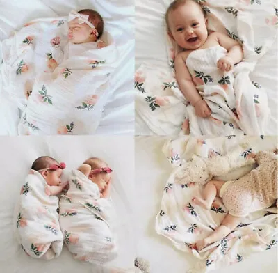 Muslin Swaddle Extra Large 120x120 Newborn Baby Gift Bamboo/Organic Cotton Wrap • £8.45