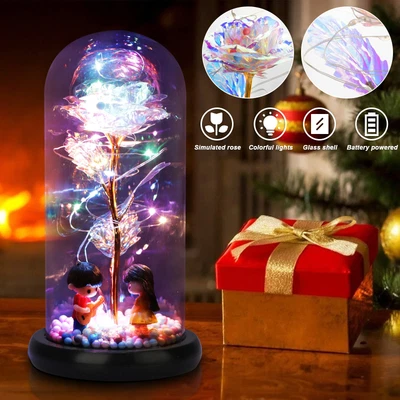 $12.18 • Buy Eternal Rose Flower LED Light Enchanted Galaxy Rose Girlfriend Valentine's Gift