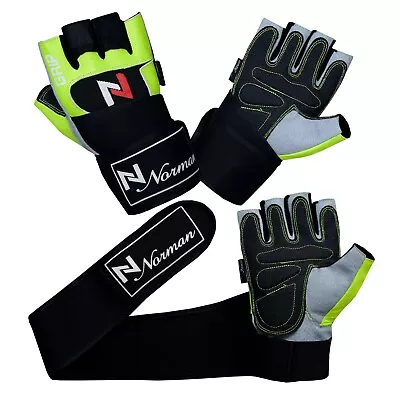 £4.99 • Buy Flourscent Weight Lifting Gym Padded Leather Training Workout Fitness Gloves