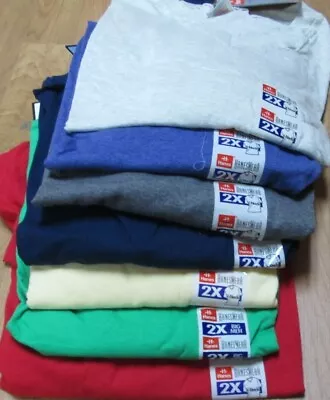$31.27 • Buy Men Hanes T-Shirt V Neck 2XL Heavy Weight 6 Pc 5 Color 100 % Cotton & 50/50