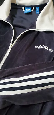 Adidas Firebird Tracksuit Velour Legend Ink Navy White Jacket XL Mens Authentic • $74.99