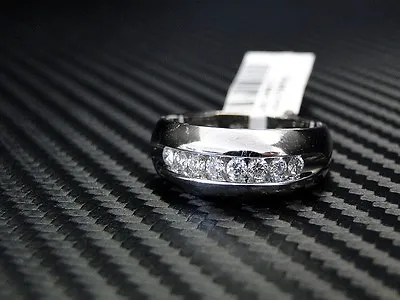 Mens Diamond Wedding Ring/Band Round Brilliant Cut 14K White Gold 0.5Cts Channel • $899.99