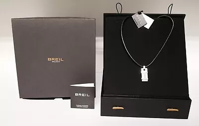 £34.24 • Buy Breil Milano Necklace Leather Cord Steel List €.66.00 New