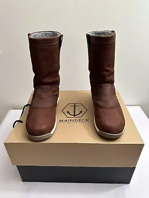 Maindeck Sailing Brown Leather Boots Size UK9 Retail £149.99 • £55.25