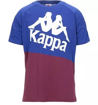 £49 Kappa Mens Blue Burgundy Cotton Logo T Shirt Top Large Bnwt 2020 Banda Retro • £19.95