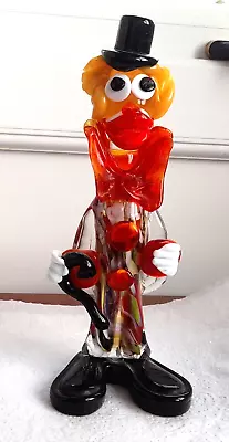 Vintage Murano Glass Clown  9 Inches With Walking Stick. • £8
