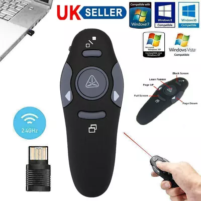 Power Point Presentation Remote Wireless USB PPT Presenter Laser Pointer Clicker • £6.59