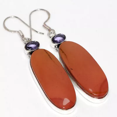 925 Silver Plated-Mookaite Amethyst Ethnic Long Earrings Jewelry 2.5  JW • $2.99