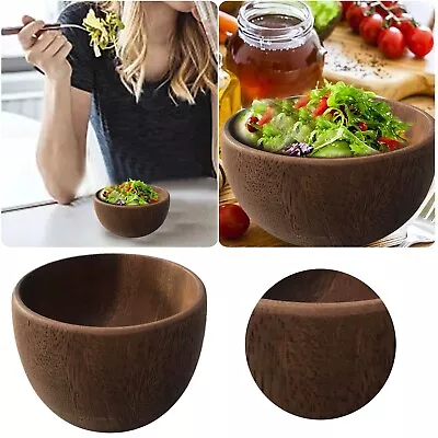 Wooden Bowl 1pc Individual Bowls For Fruits And Cereal Hollowed Out Solid • $11.99