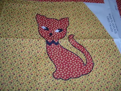 Vtg 50s Halloween Calico Colors Kitty Cat Apron Fabric Panel Cut Sew Cute #PB13 • $23.99