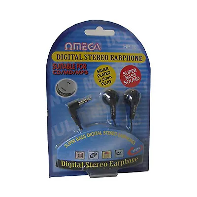 £4.99 • Buy Omega HP-16 Digital Stereo Super Bass Sound Earphone In Black - 10016