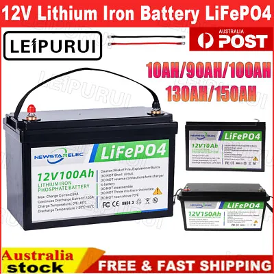 150AH 130AH 100AH 90AH 10AH 12V Lithium Iron Battery LiFePO4 Deep Cycle Solar RV • $75.99