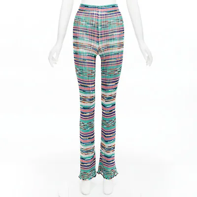 MISSONI Signature Colorful Psychedelic Stripe High Waisted  Flared Pants IT38 XS • $268