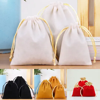 Durable Soft Velvet Drawstring Gift Bags Small Wedding Favor Candy Xmas Pouches • £2.06