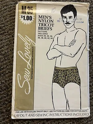 Men’s Nylon Tricot Briefs Sew Lovely M35 1971 Unused • $10