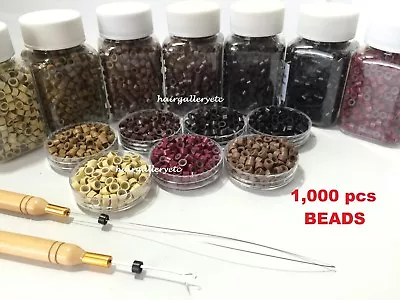 1000 Silicone Micro Beads Crimp Links For Feather I Tip Fusion Hair Extensions • $14.99