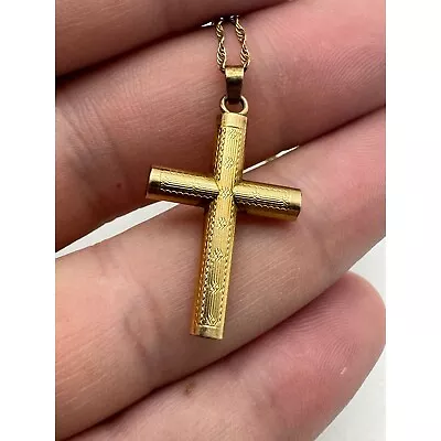 Antique Gold Filled Cross Pendant • $49