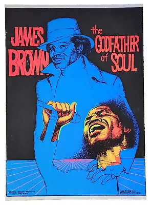 DetRetro313 RARE 1973  JAMES BROWN   BLACKLIGHT POSTER WOODY PRODUCTS #10 31X22  • $349