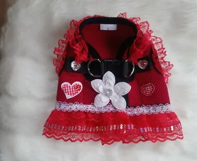  Designer Dogs Harness Size Small Dog/chihuahua Red Harness Dress..LAST ONE • £10.99