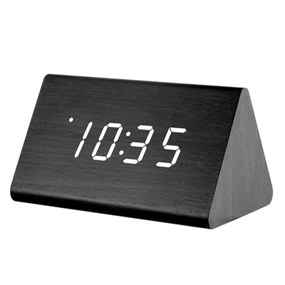 £13.34 • Buy Wooden Alarm  Clock Luminous Silent Clock With Smart Led Display Black