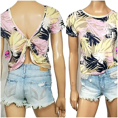 I Love H81 FOREVER 21 Top Women's Size MEDIUM Crop Twisted Open Back Tropical  • $7.99