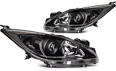 For Mazda 3 2010-2013 Headlights Assembly Pair Black Housing Clear Lens Headlamp • $93.99