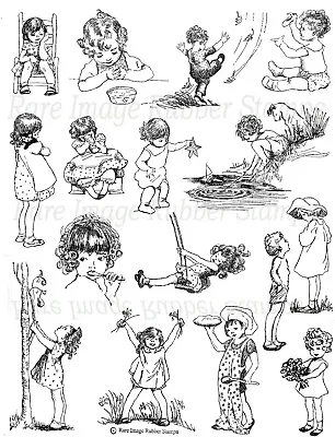 Rare Image Rubber Stamps 8.5  X 10.5  Uncut Red Rubber Sheet - VINTAGE CHILDREN • $16