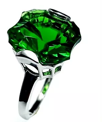 R8815G Fancy Cut Octagon Mt. St. Helens Green Helenite 11Ct Sterling Silver Ring • $80