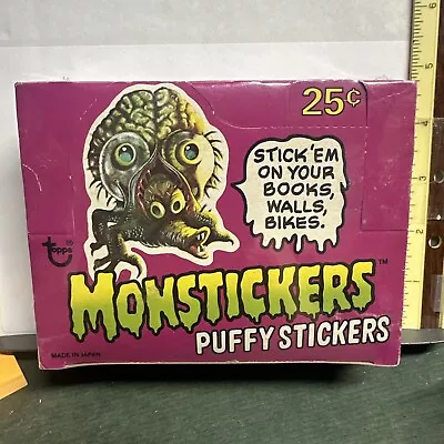 1979 Monstickers Puffy Stickers -  Topps Sealed Box - Box Of 36 Sealed Packs • $500