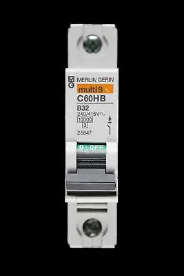 MERLIN GERIN 32 AMP CURVE B 10kA MCB CIRCUIT BREAKER 25847 C60HB MULTI9 • £3.95