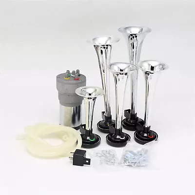 5 Trumpet Dixieland Musical Loud Air Horn Kit 12V 300db Horn For Car Truck Train • $44.10