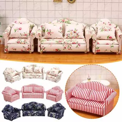1 12 Scale Doll House Furnitures 3pc Sofa Miniature Doll House Toy❀ • $12.78