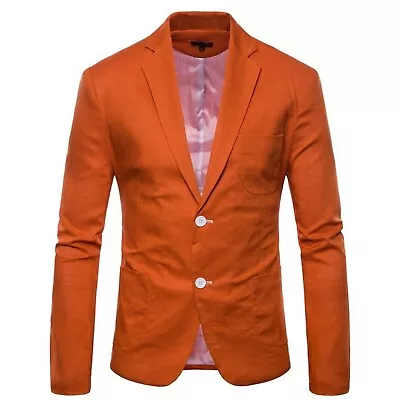 Men's Casual Linen Blazer Lightweight Slim Fit Sport Coat One Button Suit Jacket • $41.35