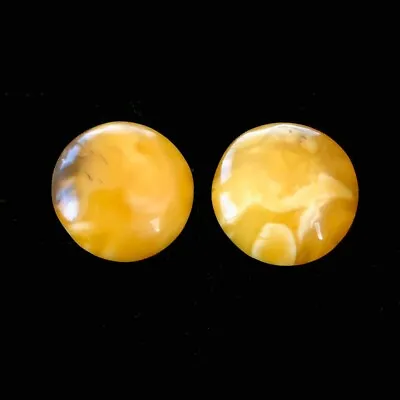 European Vintage Natural Egg Yolk Yellow Baltic Amber Earrings Clip-on 3.8 Gr • $21.61