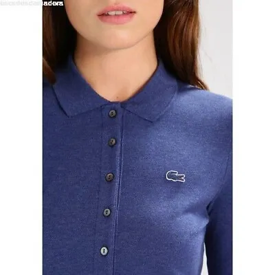 £33.99 • Buy Lacoste Pique Polo Blue Womens TShirt Tee Short Sleeve Designer Top UK 8 PF7845