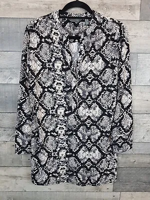 Ruth Langsford Nehru Blouse Shirt Top Small Grey Snake Print Jersey QVC BN • £19.99