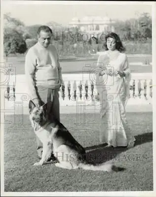1970 Press Photo The Maharaja And Maharani Of Jaipur With Their Dog At Estate • $13.88