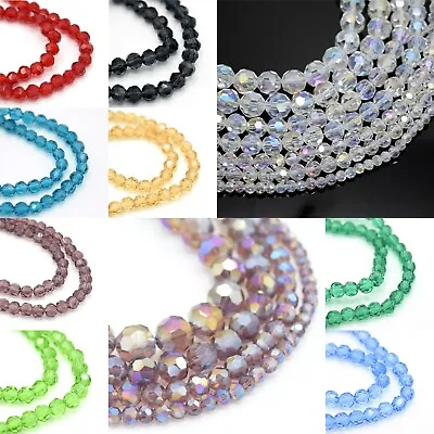 Faceted Round Glass Beads 4mm6mm8mm10mm For Jewellery Making - Pick Colour • £3.80