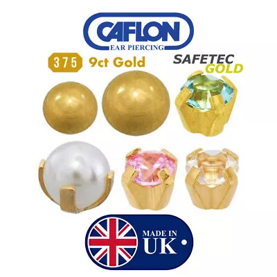 Caflon Safetec 9ct Earrings Ball Cz Pearl Claw Ear Piercing Stud Cartridge • £18.95