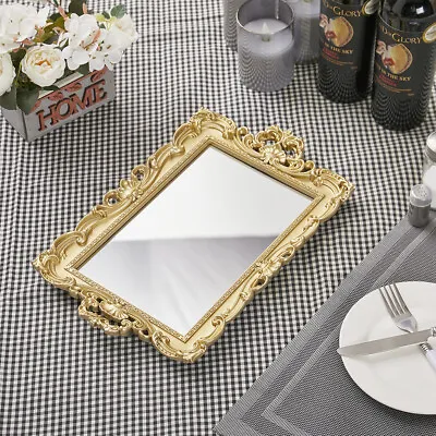 £12.94 • Buy Mirrored Candle Perfume Drink Vanity Serving Tray MakeUp Storage Gold Decorative