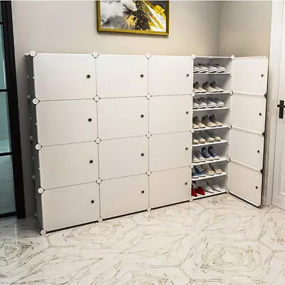 White Cube DIY Shoe Cabinet Rack Storage Portable Stackable Organiser Stand Box • $61.99