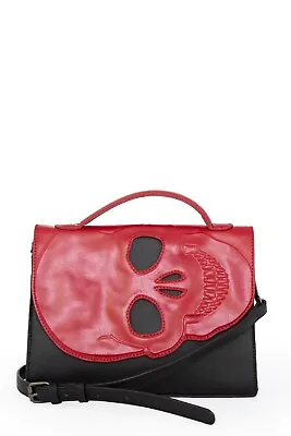 £34.95 • Buy BANNED Apparel Red Gothic Punk Emo Skull Flap Tenebris Shoulder Bag Handbag