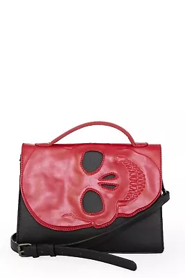 £34.95 • Buy BANNED Apparel Red Gothic Punk Emo Skull Flap Tenebris Shoulder Bag Handbag