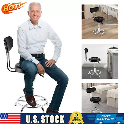 Work Shop Stool Bench Hydraulic Chair Bar Garage Adjustable Height&Back&Footrest • $58.90