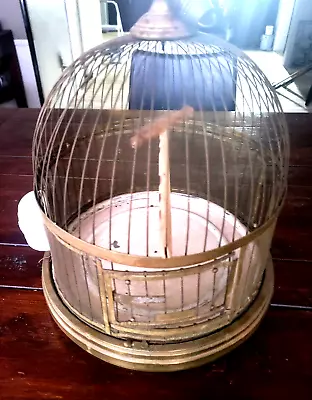 ANTIQUE BRASS INTRICATE BIRDCAGE BIRD CAGE Early 1900s By Hendryx/ 1023-cbf25 • $125