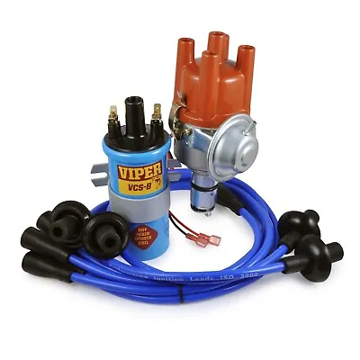 Air Cooled VW Powerspark Electronic Distributor 8mm Leads & Viper Blue Dry Coil • $132.55